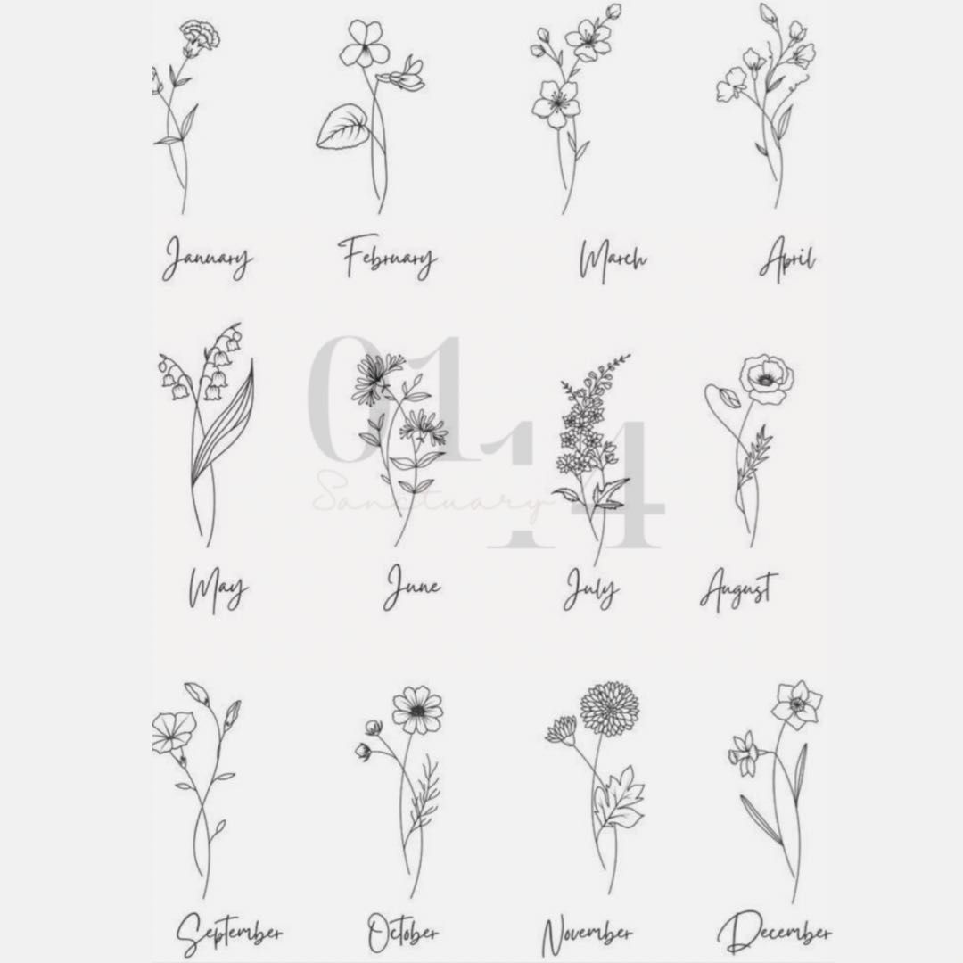 Fine Line Tattoo - birth flower or star sign portfolio