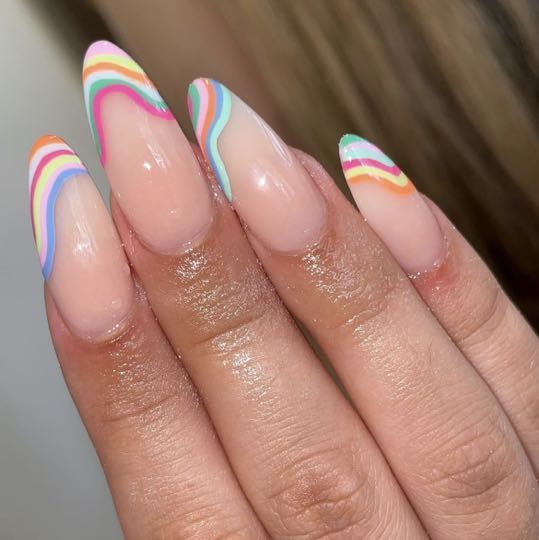 Full set of acrylic extensions with nail art 🌼🔥🌈🍒🍓 portfolio