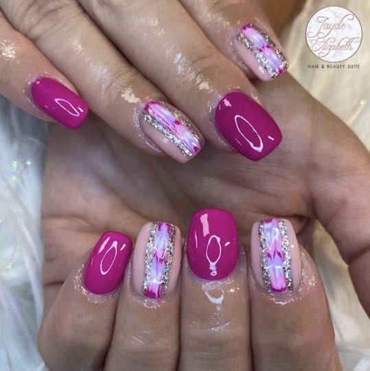 Gel nails with tips to add length - with nail art portfolio