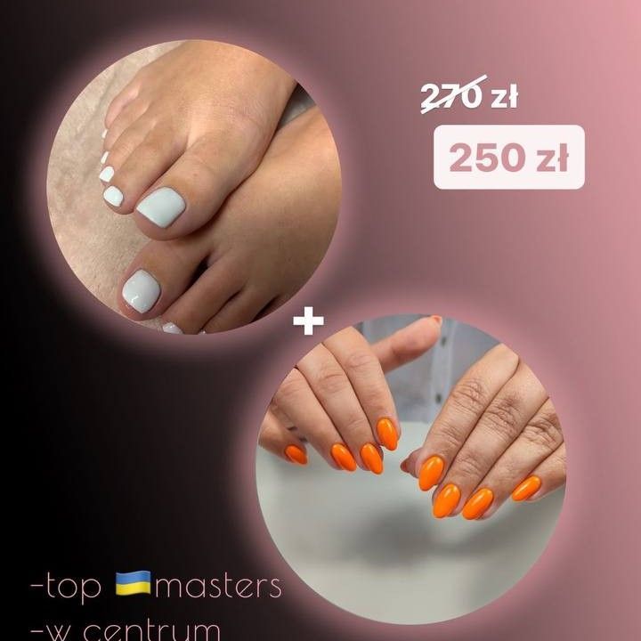 Portfolio usługi Manicure Hybrydowy+Pedicure Hybrydowy