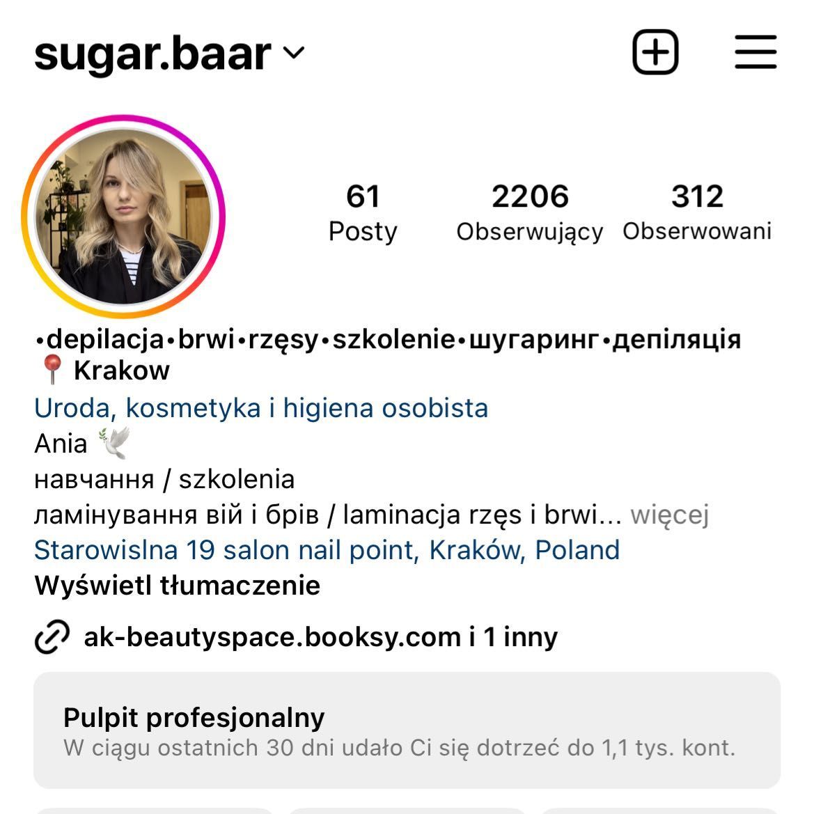 Portfolio usługi Zaobserwuj mój instagram sugar.baar