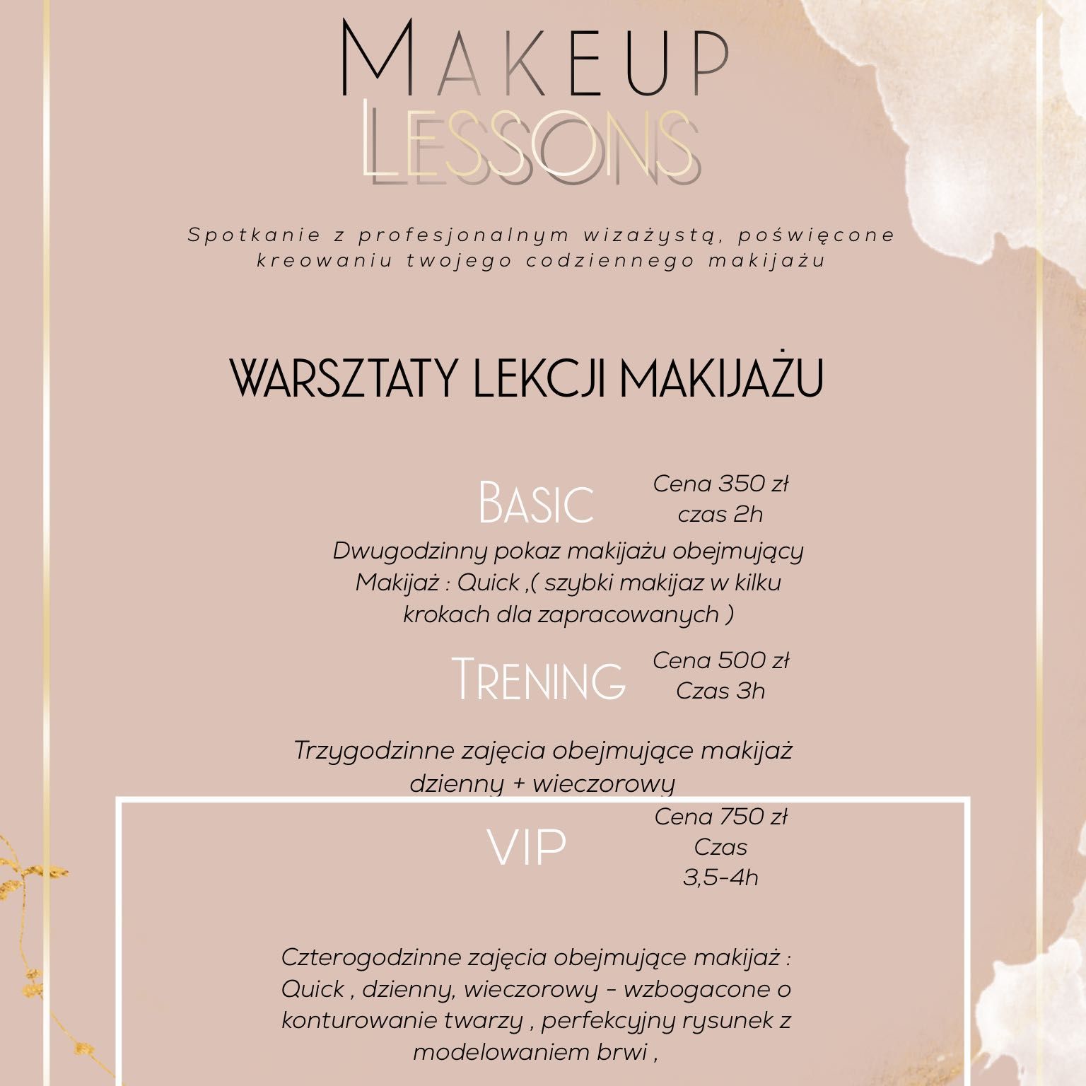 Portfolio usługi Lekcje Makijażu na użytek własny - VIP