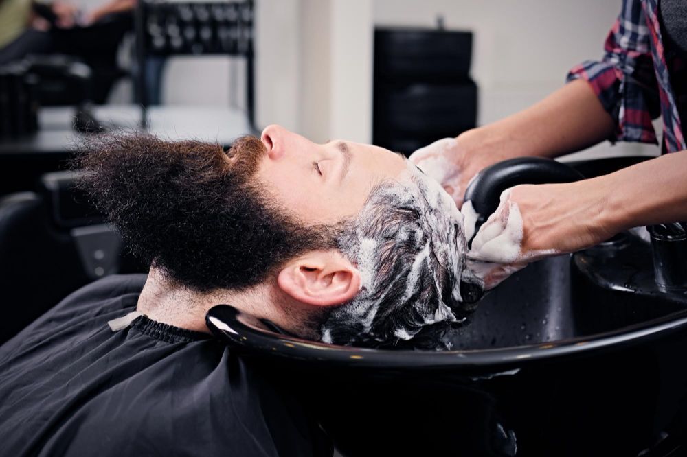 Portfolio usługi Men Hair cut with wash +beard trim +hair styling