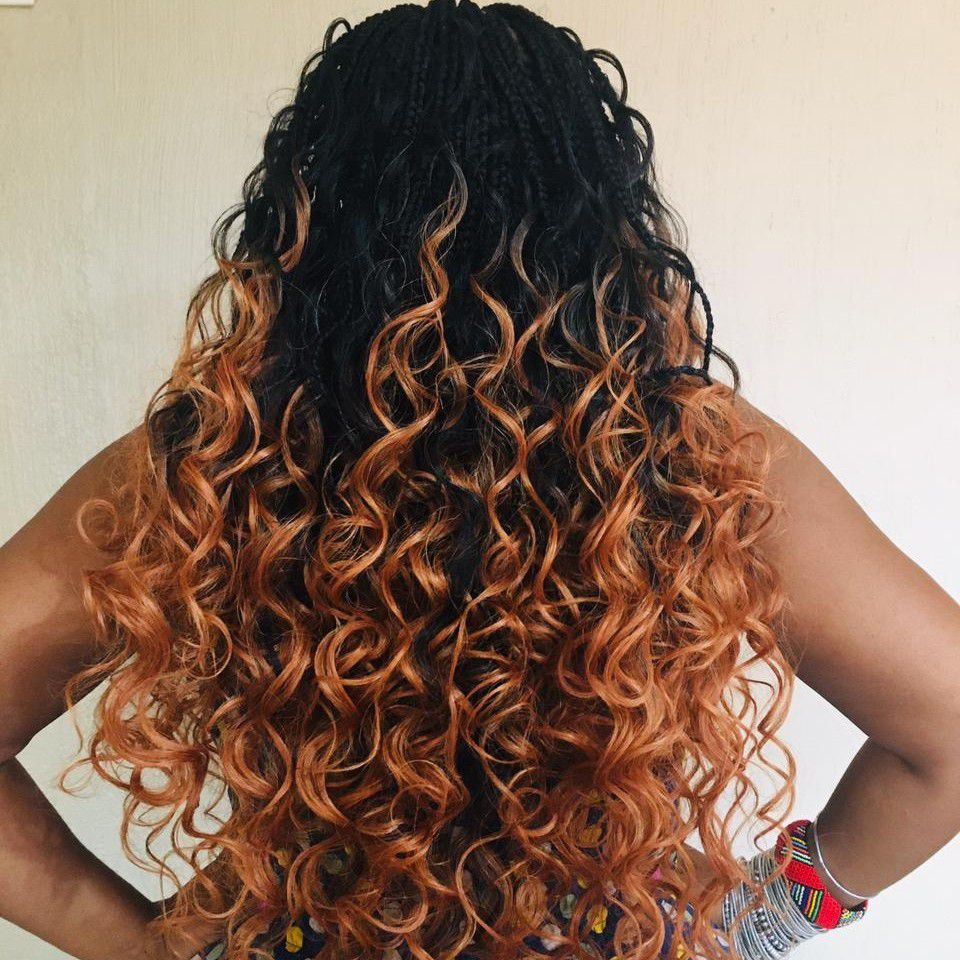 Goddess Braids with big curls portfolio