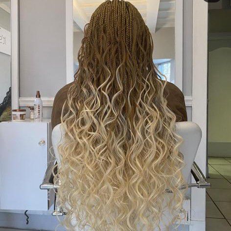 Goddess Braids with big curls portfolio
