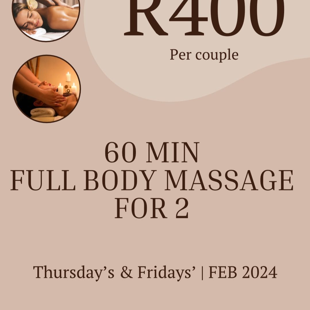 Thursdays & Fridays 2 x 60 min Full body massage portfolio